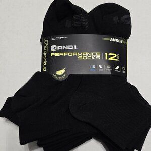 AND1 Black 12 Pair Proplatinum Crew Socks